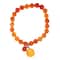 John Bead Peach Aventurine Round Bead Stretch Bracelet with Circle Charm
